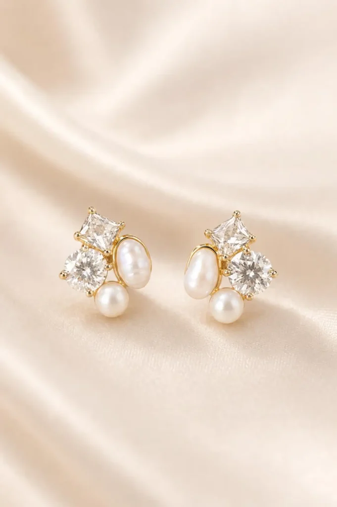 עגילי פרל – Pearl Cluster Earrings